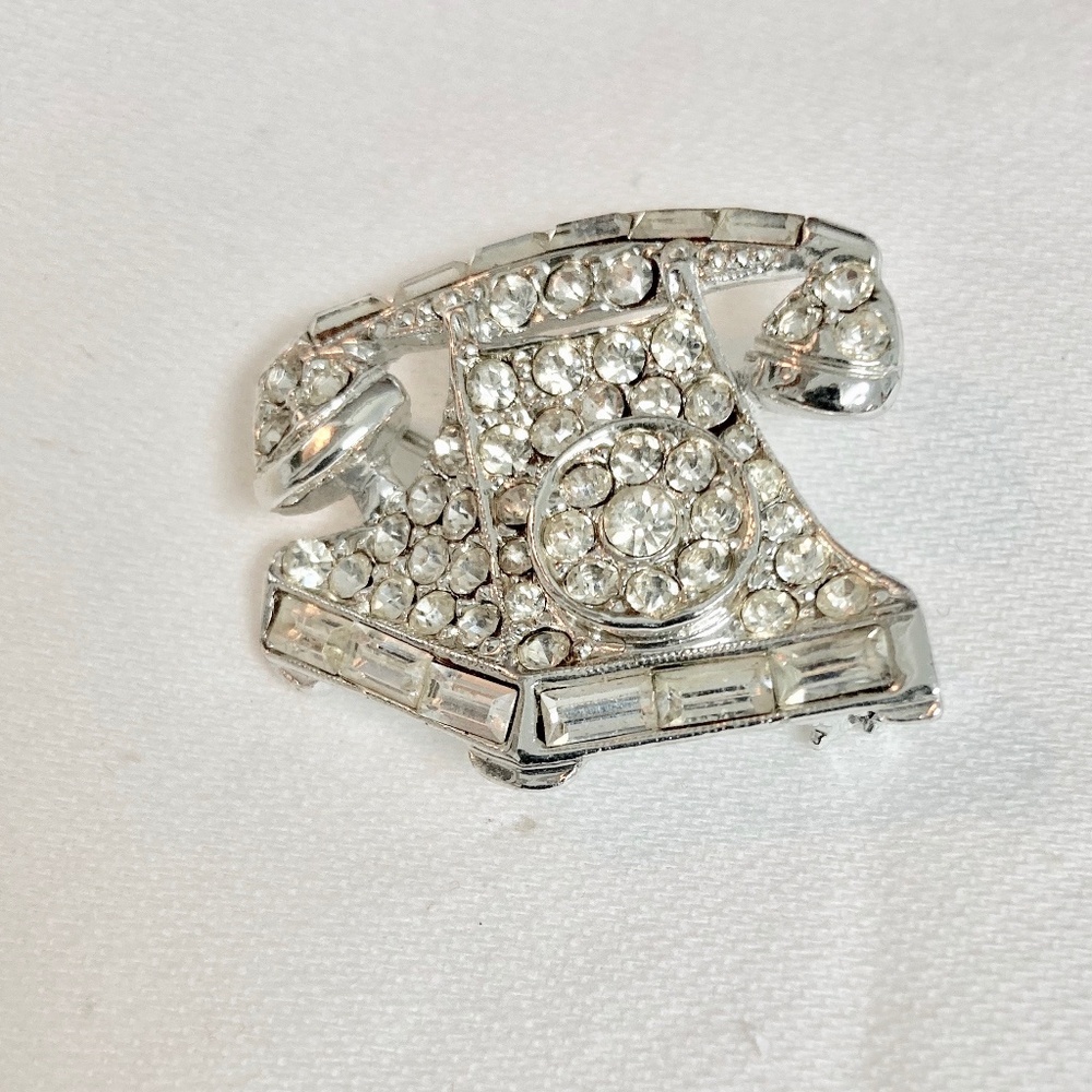 Vintage Rotary Dial Telephone Brooch.